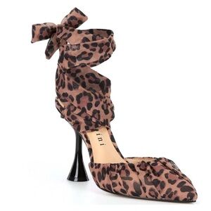 Gianni Bini Henzlee Leopard Print Chiffon Wrap-Up Heel Pumps Size 10 Cocktail